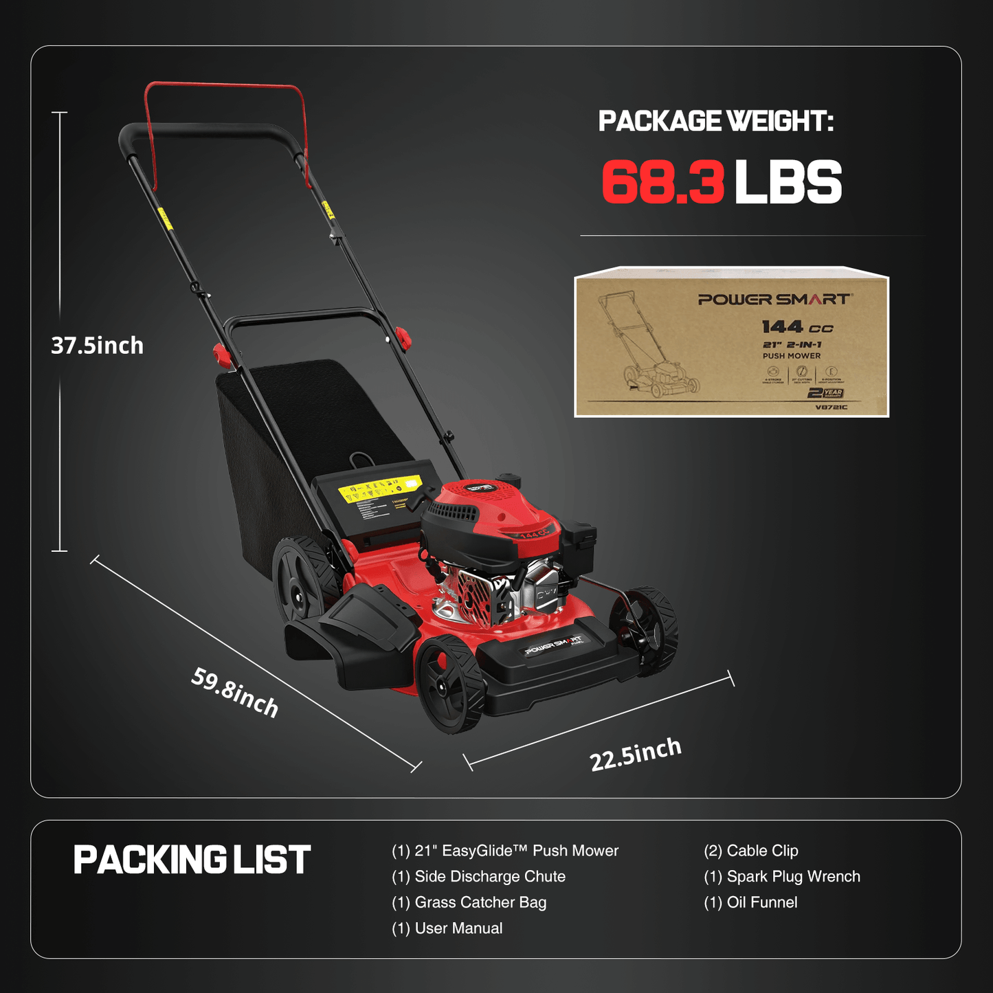 21" 144cc Gas Push 3-in-1 Lawn Mower DB8621P